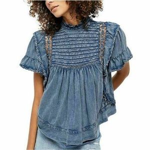 Free People Le Femme Ruffled Babydoll Top